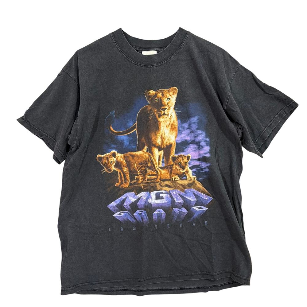 Vintage MGM Grand Mens Shirt Black Lion Pride Cubs 1997 Casino Vegas Cotton L